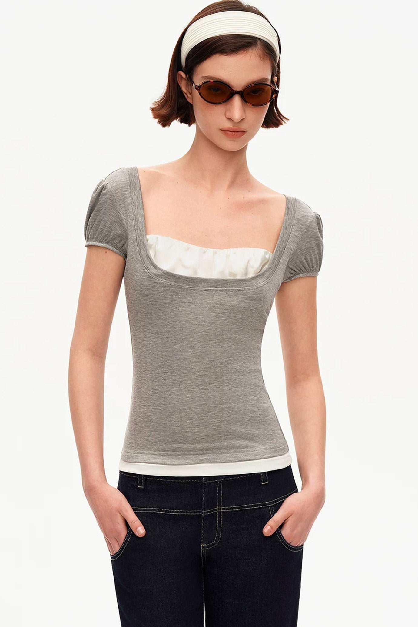 Lyocell Puff Sleeve Knit Top