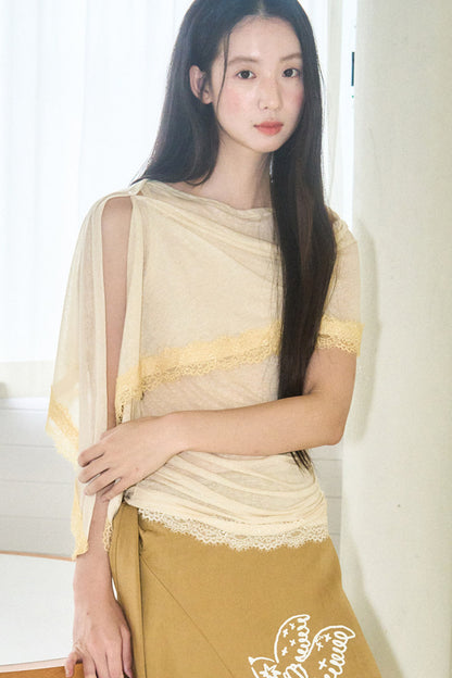 Tencel Linen Shawl Blouse Set