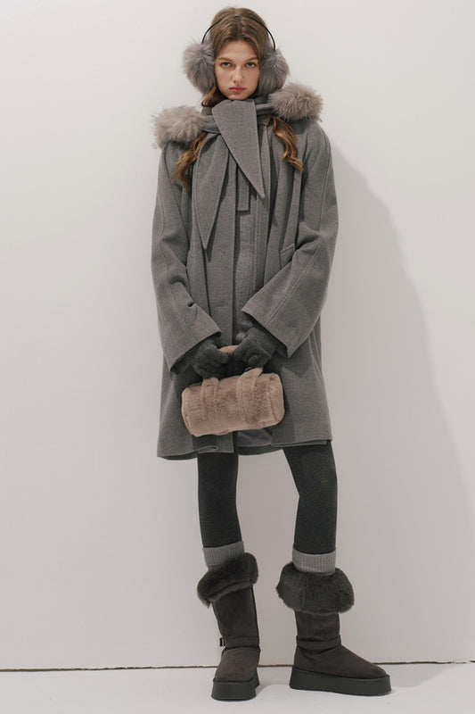 Fur Collar Wool Coat