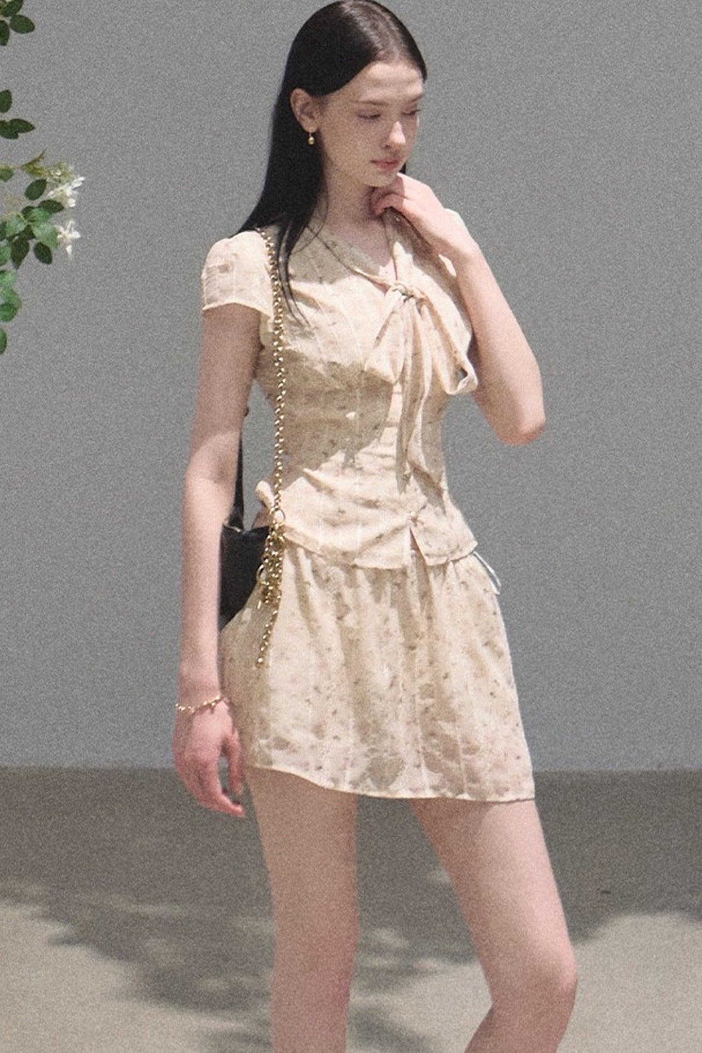Horse Chestnut Floral Top and Skirt Set