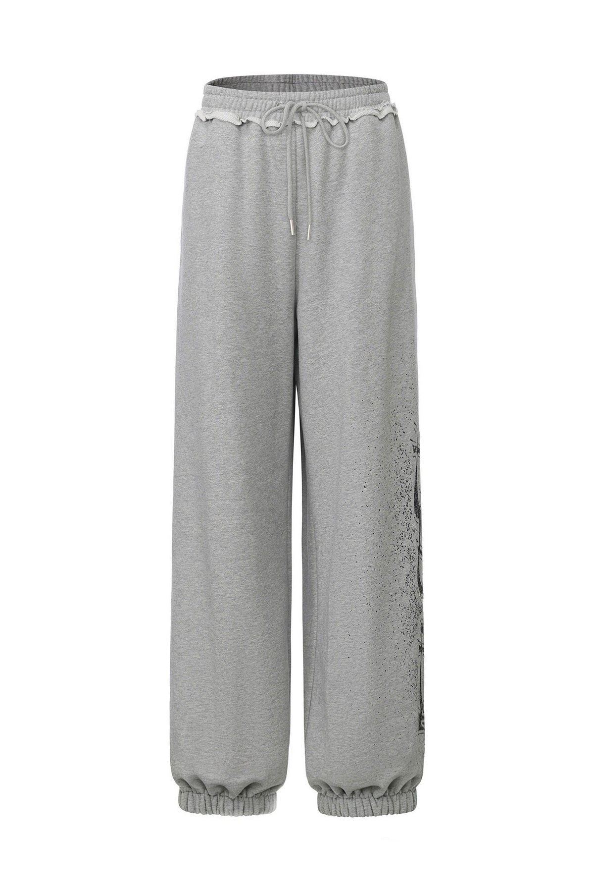 Distressed Print Sweatshirt and Pants Set-Up