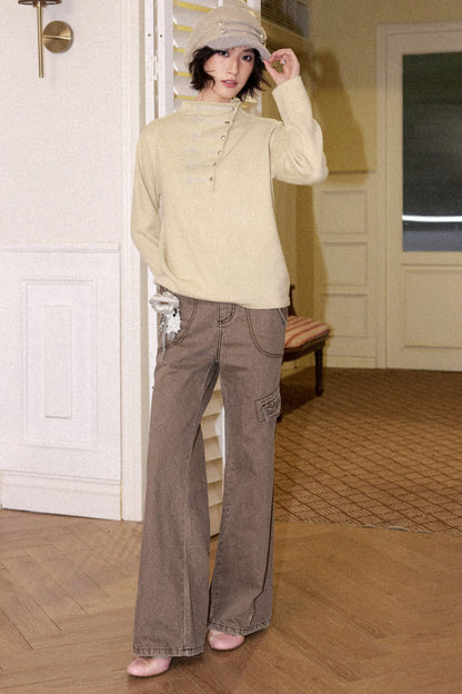 Bamboo Cotton Flared Workwear Pants