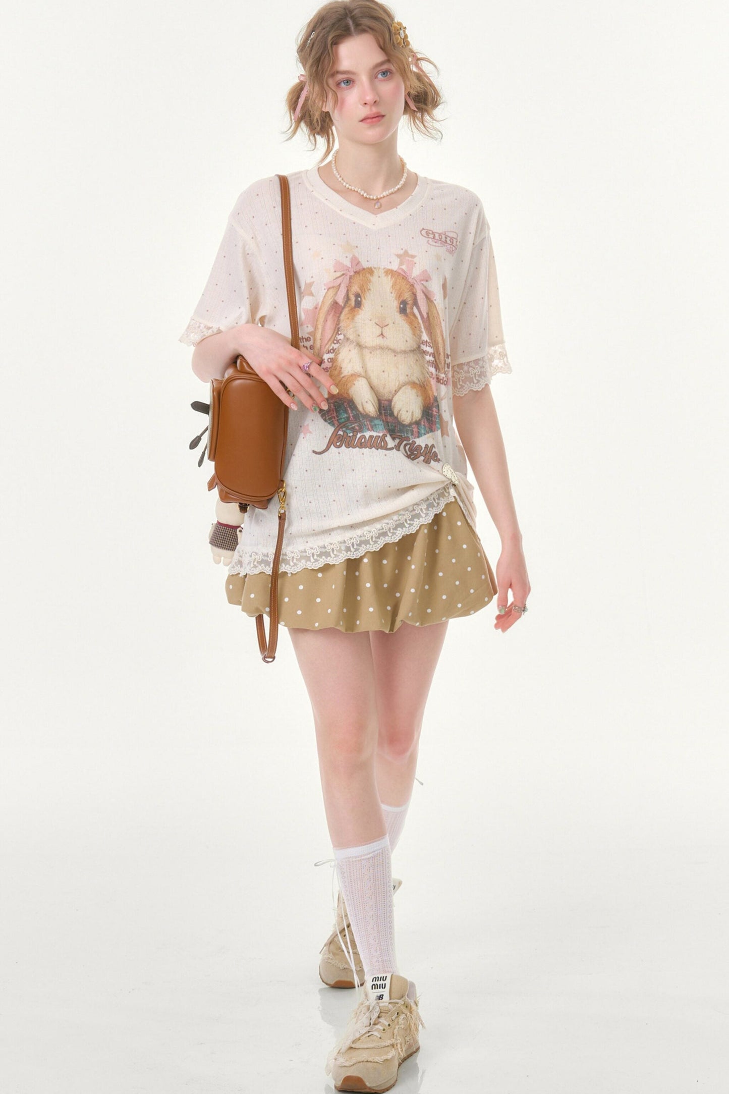 Oatmeal Latte Polka Dot Skirt