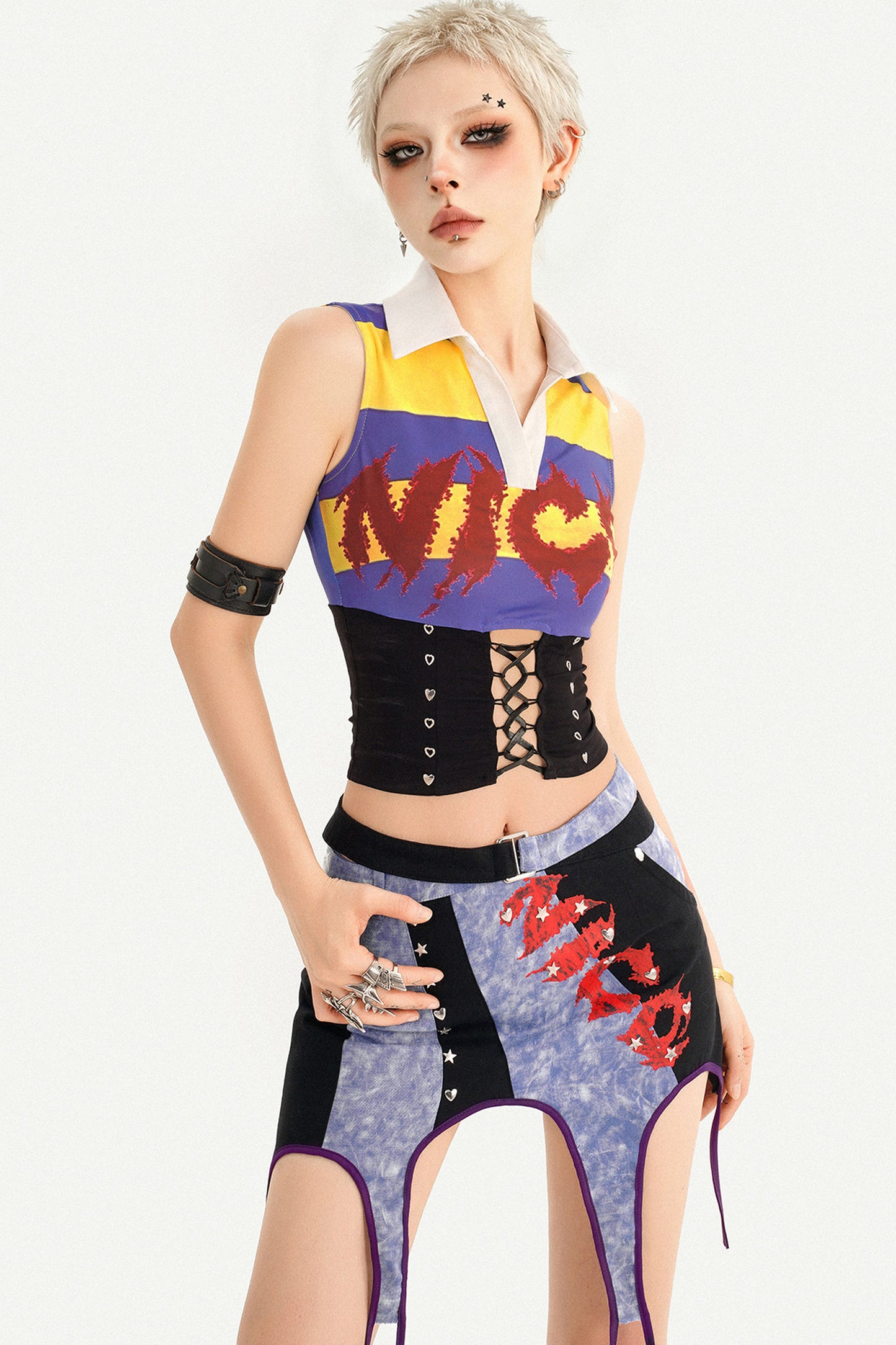 Asymmetrical Plaid Patchwork Skirt