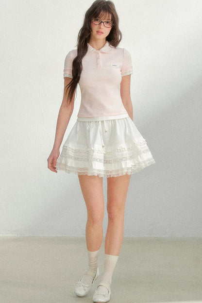 Embroidered Pink Polo Blouse
