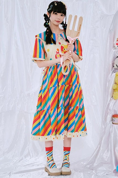 Regenbogen-Tagebuch-Kleid im japanischen Stil