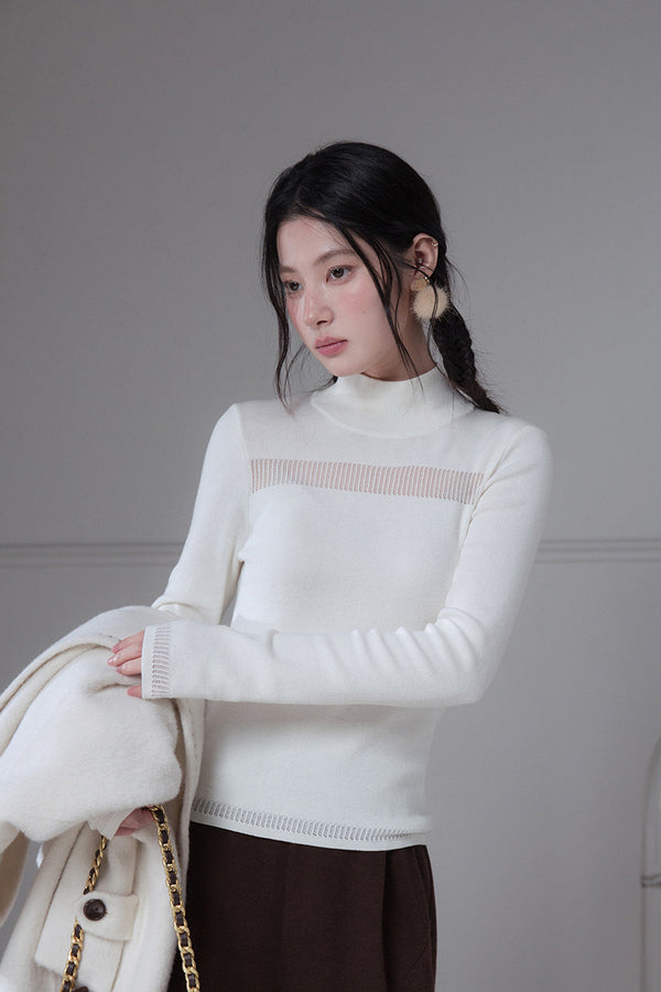 White Mercerized Wool Sweater