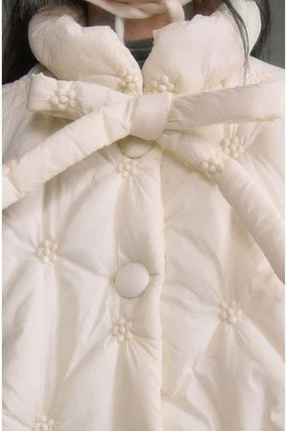 Bow Tie Floral Quilted A-Line Jacket