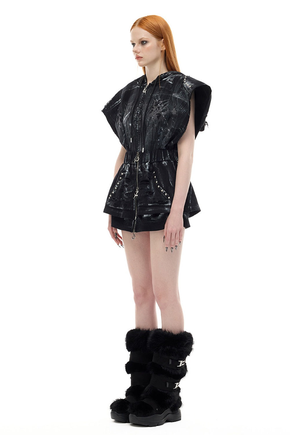 Cat Ear Studded Sleeveless Jacket Vest