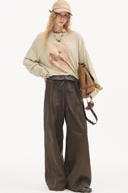 Striped Patchwork Straight-Leg Pants