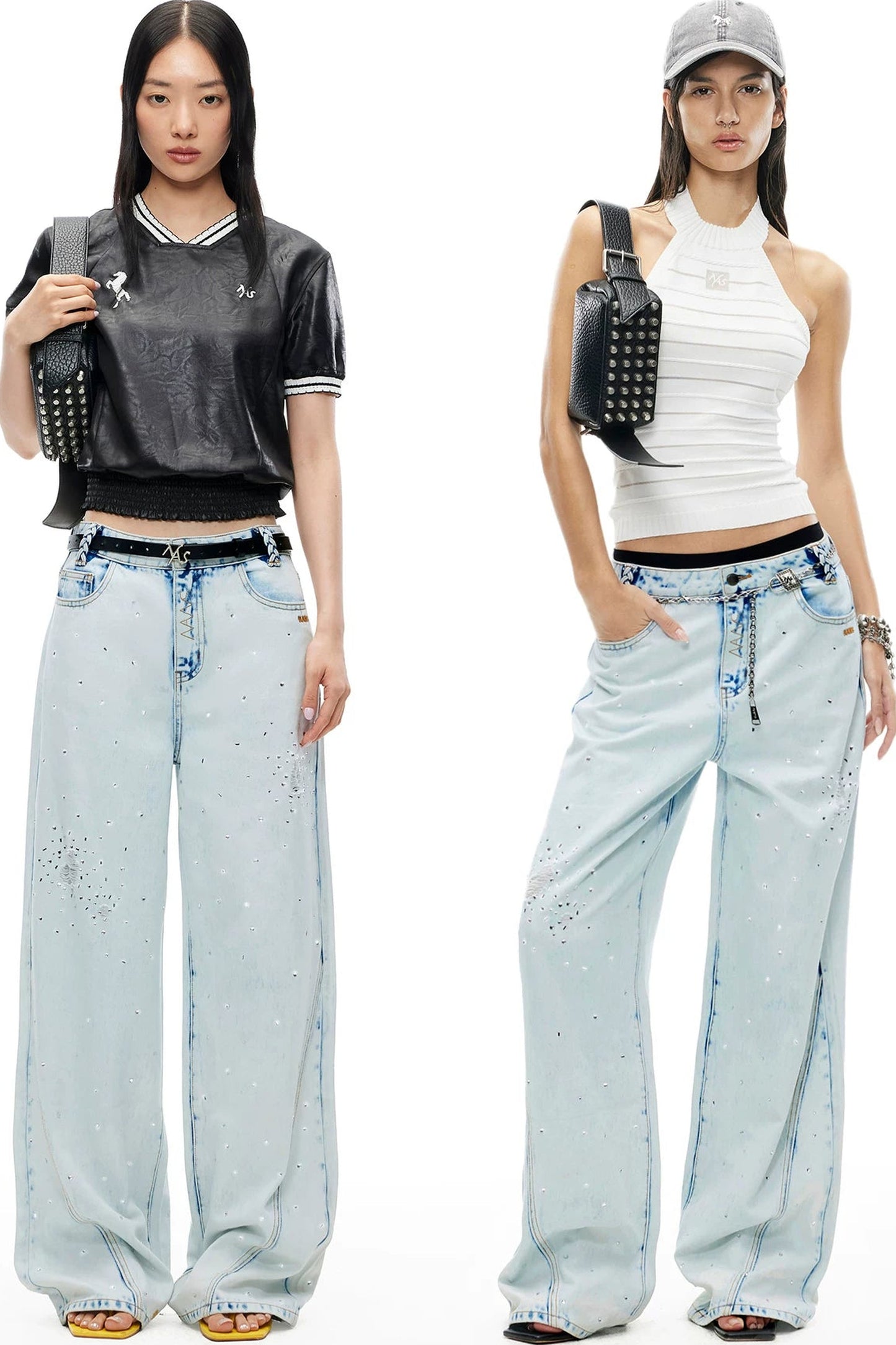 Glitter Star Rhinestone Denim Pants