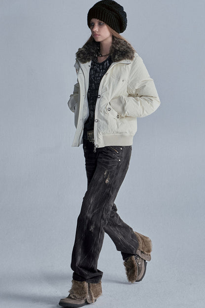 Stand Collar Fur Collar Down Jacket