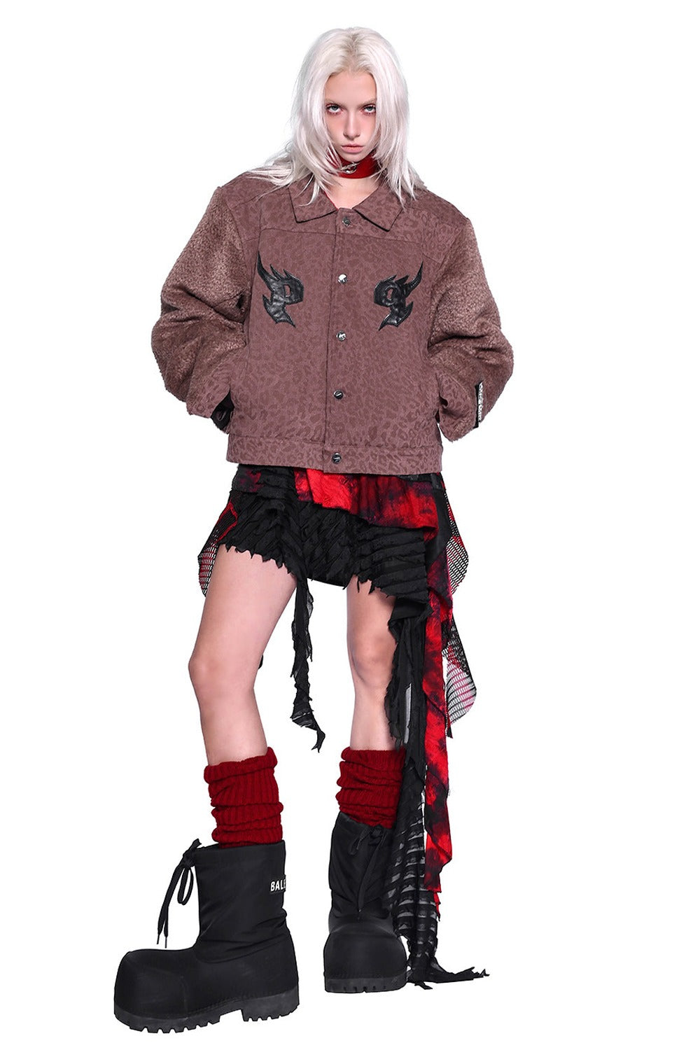Leopard Print Fur Sleeve Jacket