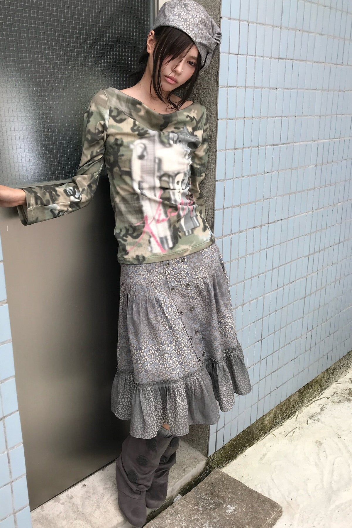 Wendbares Langarmhemd aus Camouflage-Jacquard