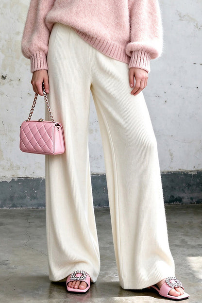 Pink Butterfly Off-Shoulder Sweater and Pants Set-Up