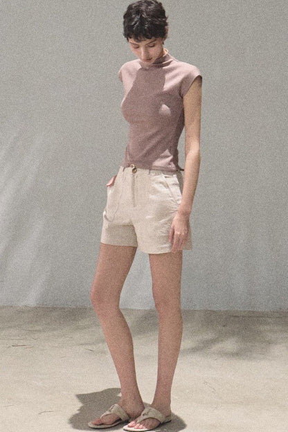 Ribbed Lyocell Short Sleeve Top