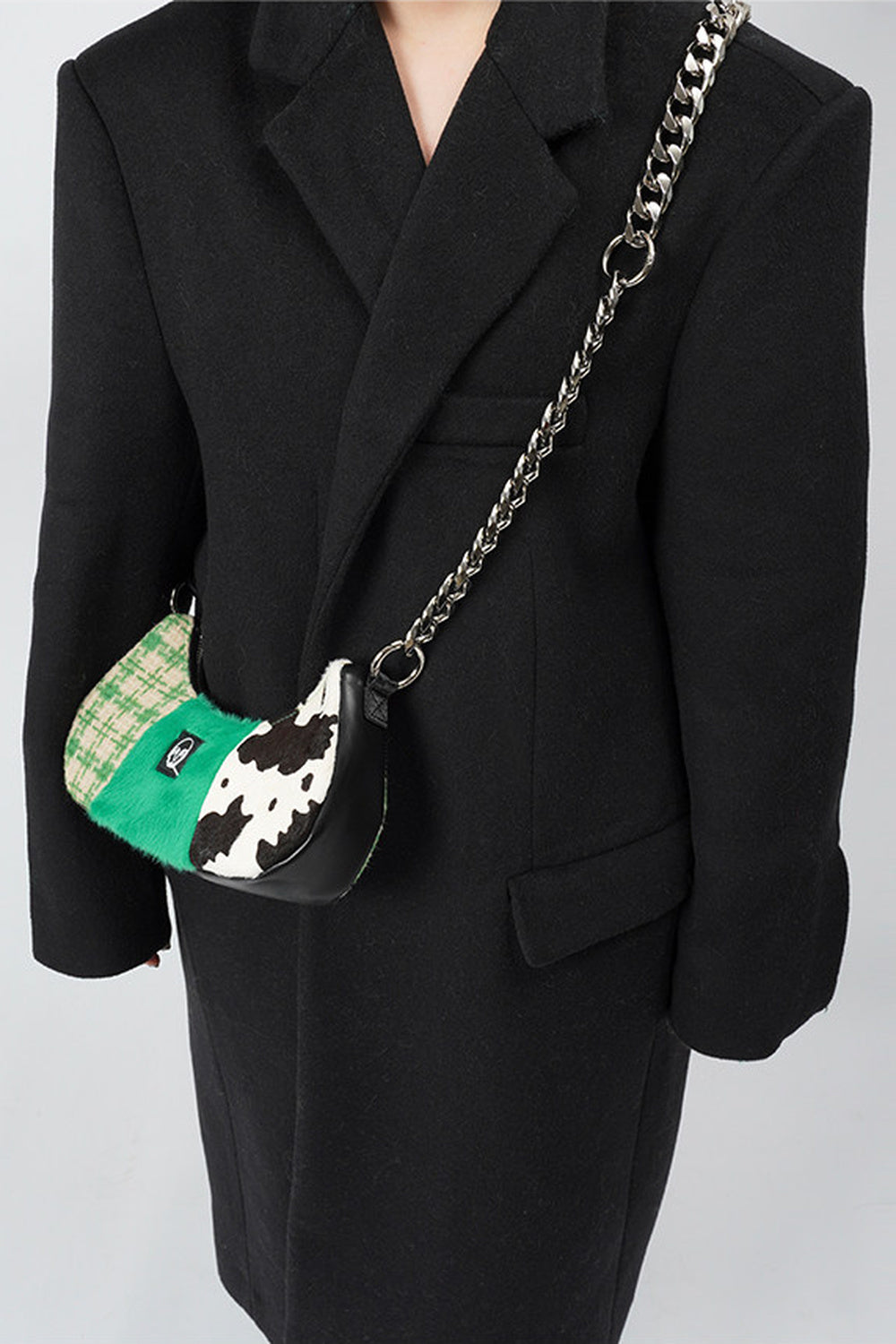 Genuine Leather Color-Block Bag
