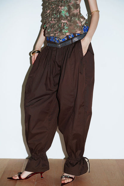 Retro Solid Color Balloon Pants