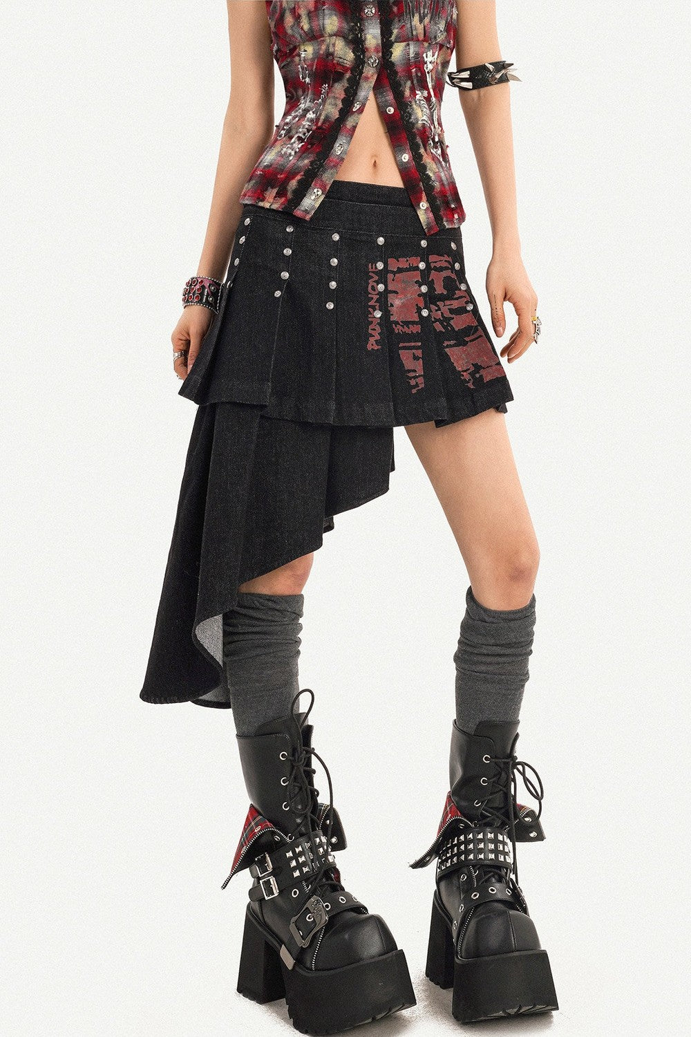 Studded Halter Plaid Camisole