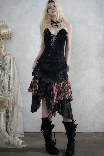 Retro Suede Embroidered Bustier Vest