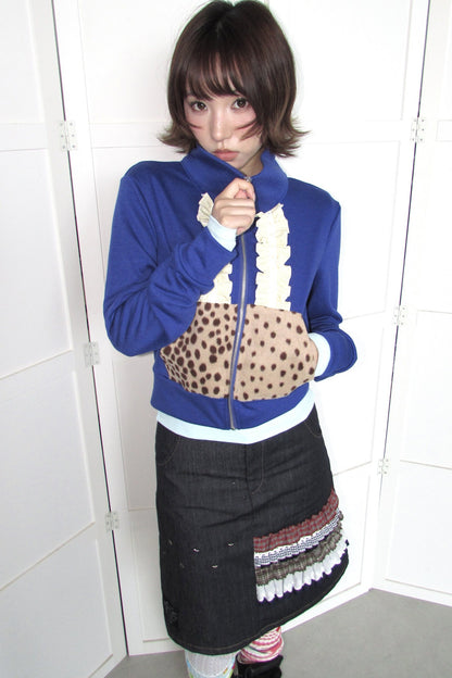 Deer Pattern Lace Trim Jacket