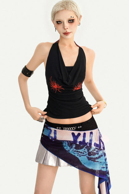 Irregular Asymmetrical Print Mini Skirt