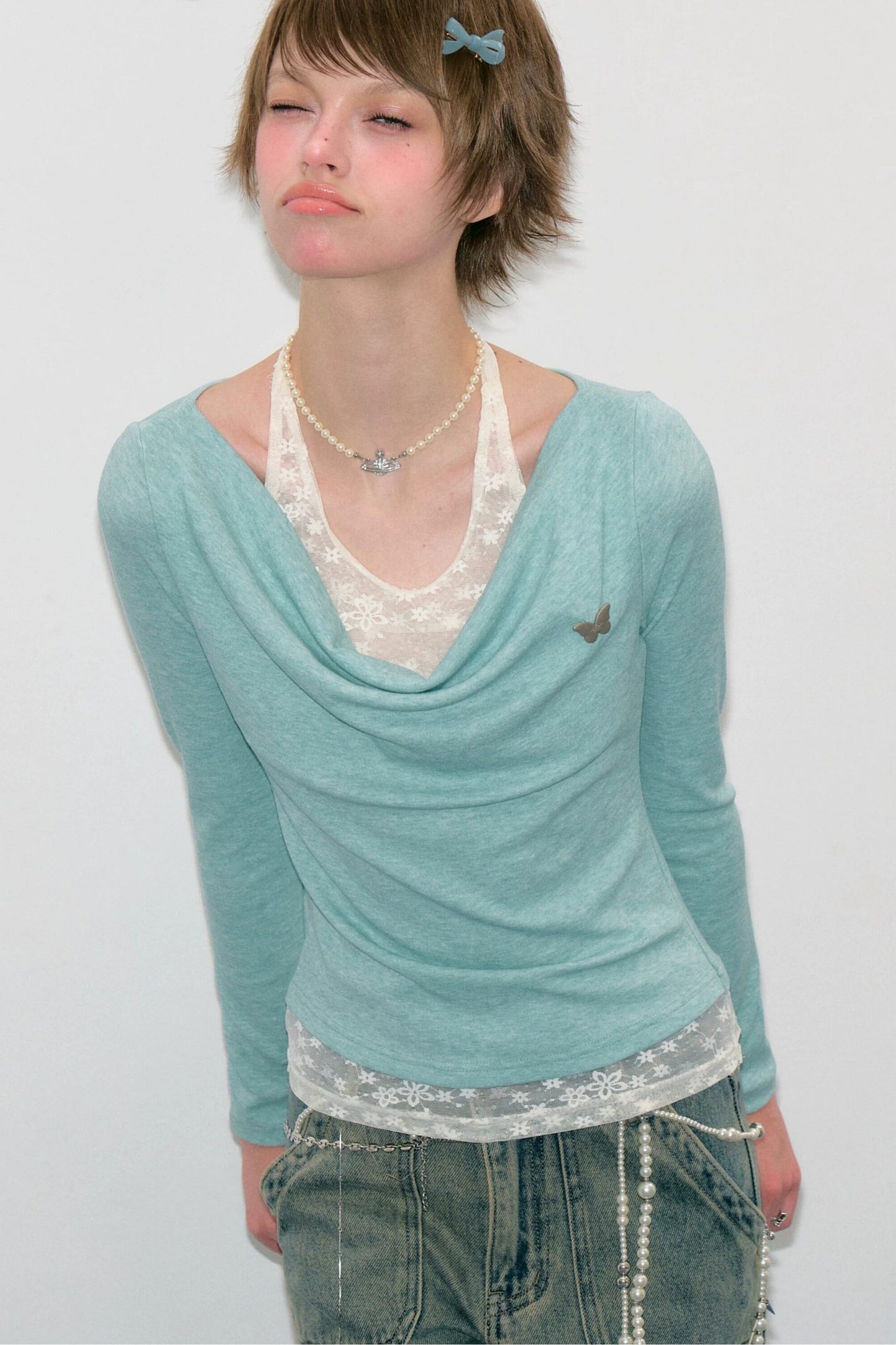 Mist Flutter Knit Top