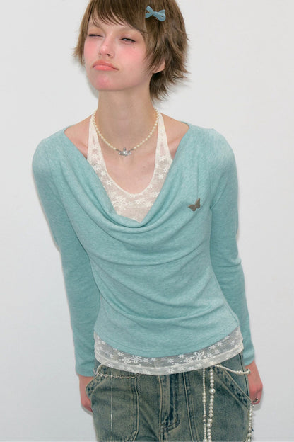 Mist Flutter Knit Top