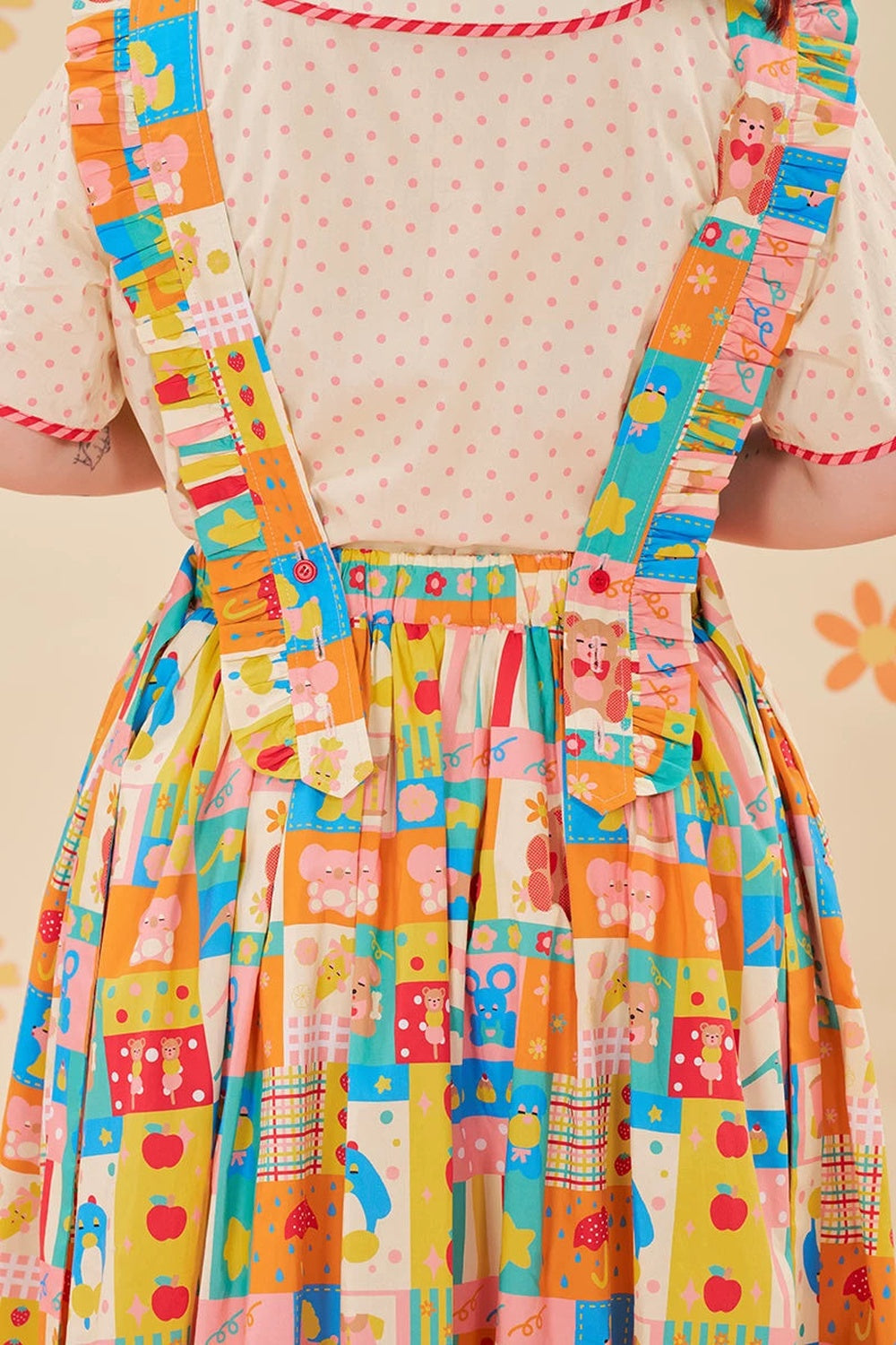Colorful Patchwork Apron Pinafore Dress