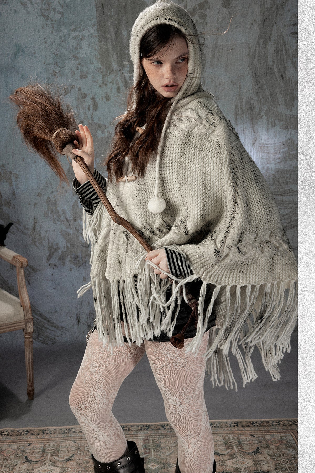 Knitted Hooded Cape