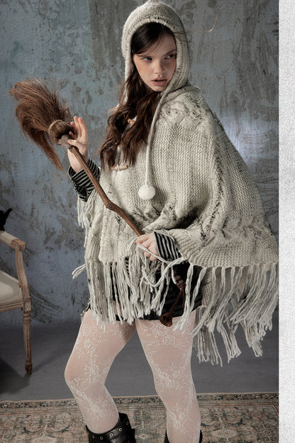 Knitted Hooded Cape