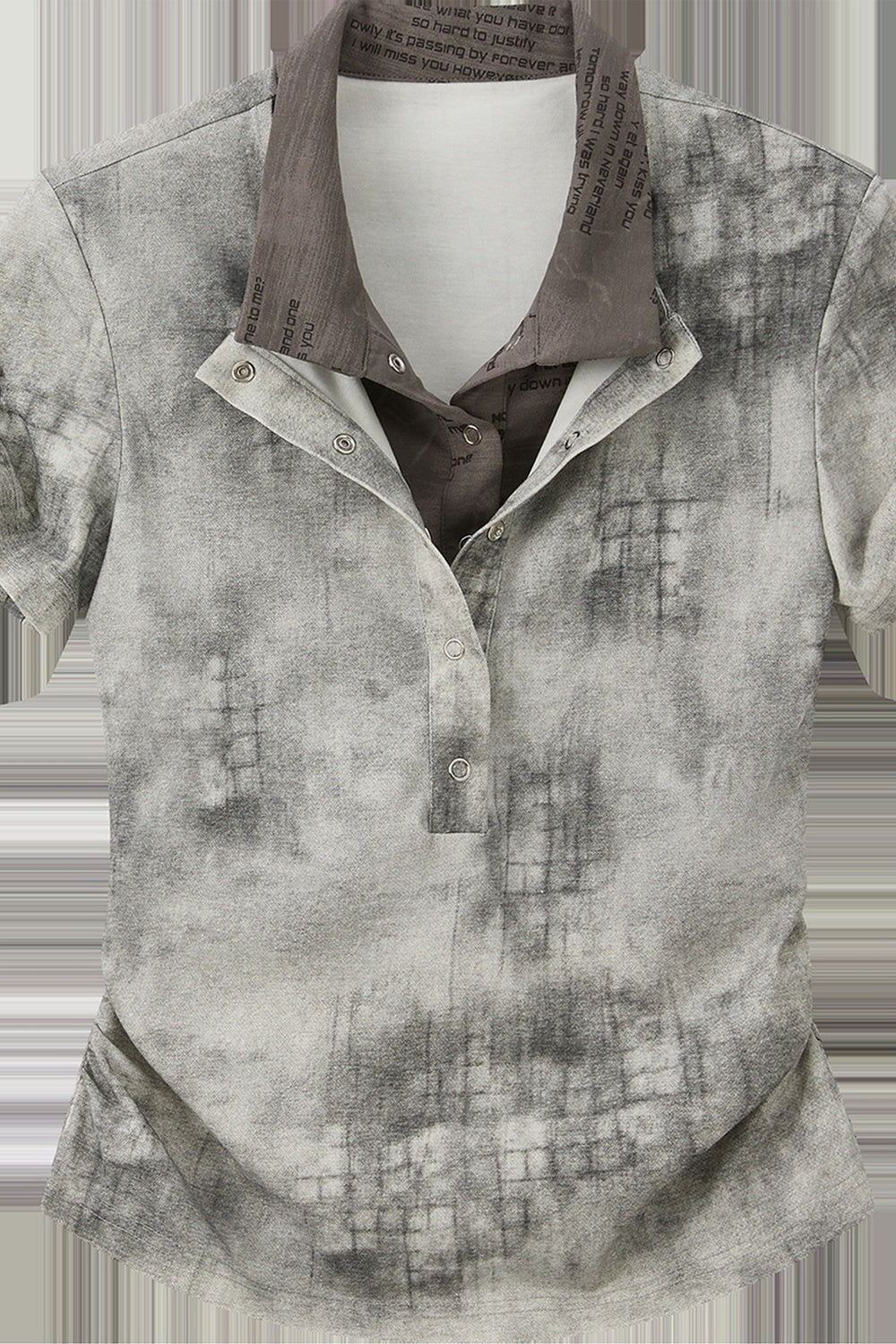 Tie-Dye Short-Sleeved Lapel Top