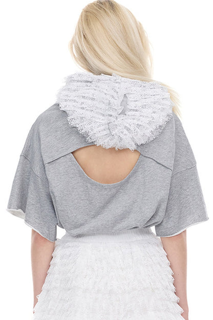 Lace Collar Hoodie T-Shirt