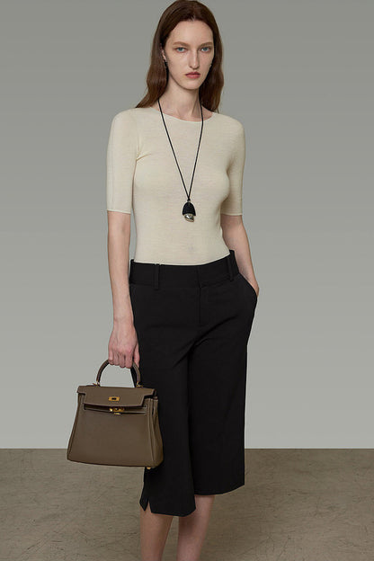 High-Waisted Straight-Leg Cropped Pants