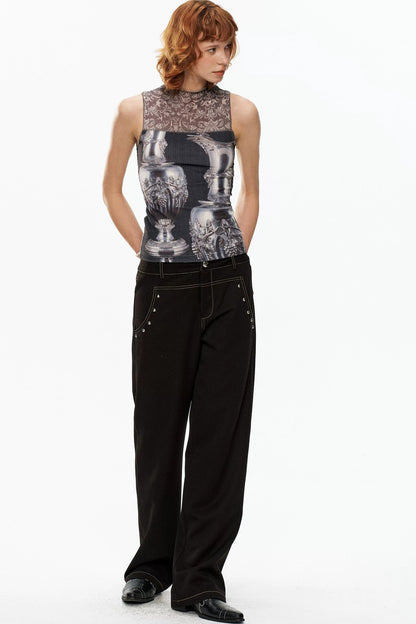 Silver Wine Bottle Patchwork Vest
