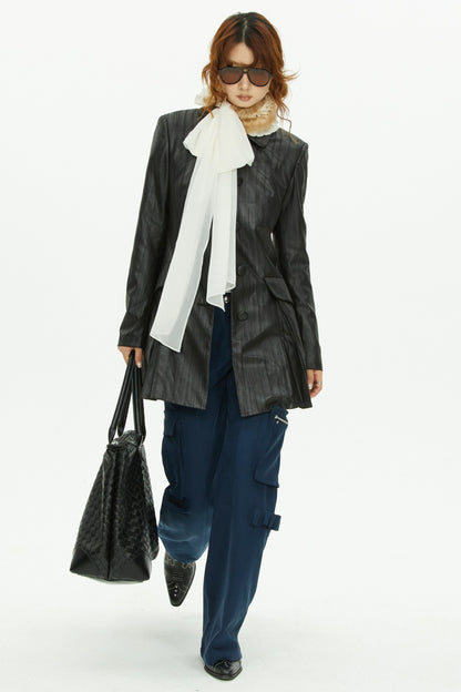 Fur Collar Ribbon Scarf