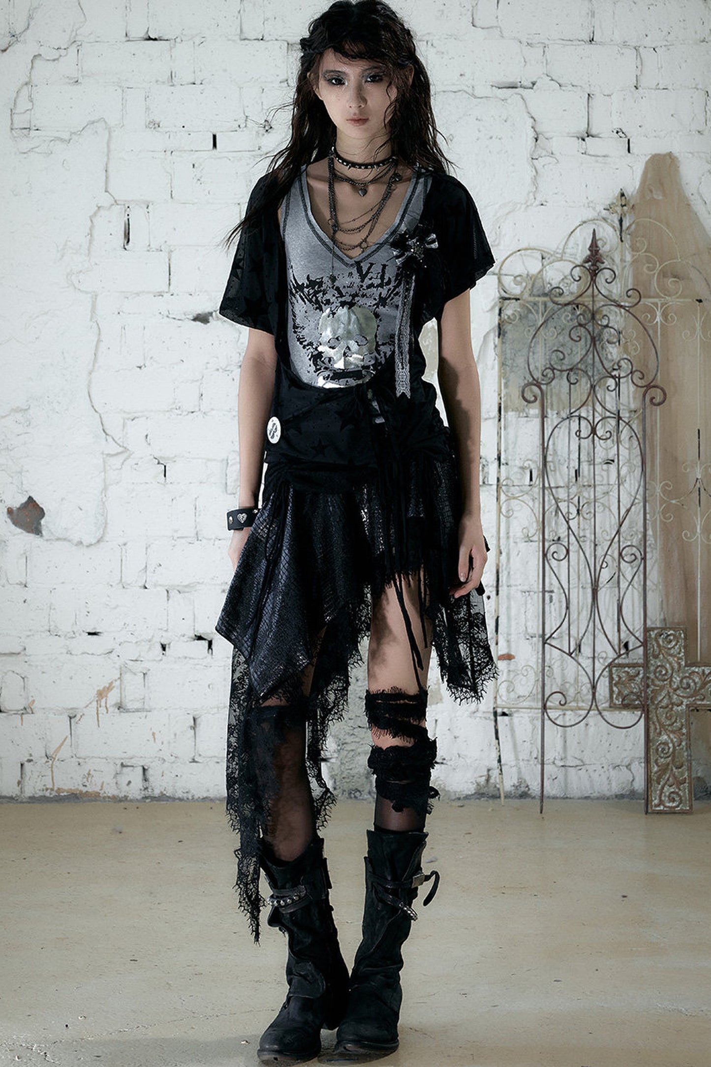 Vintage Asymmetrical Printed Top