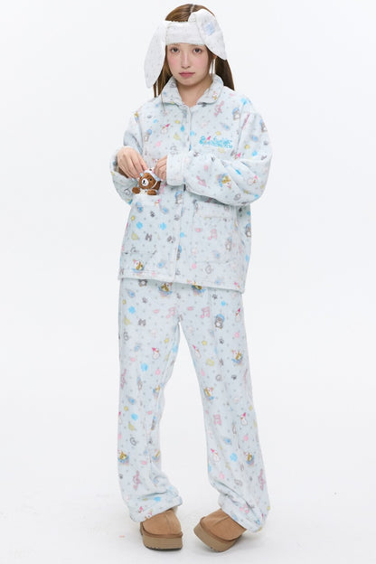 Octopus Print Flannel Pajama Set