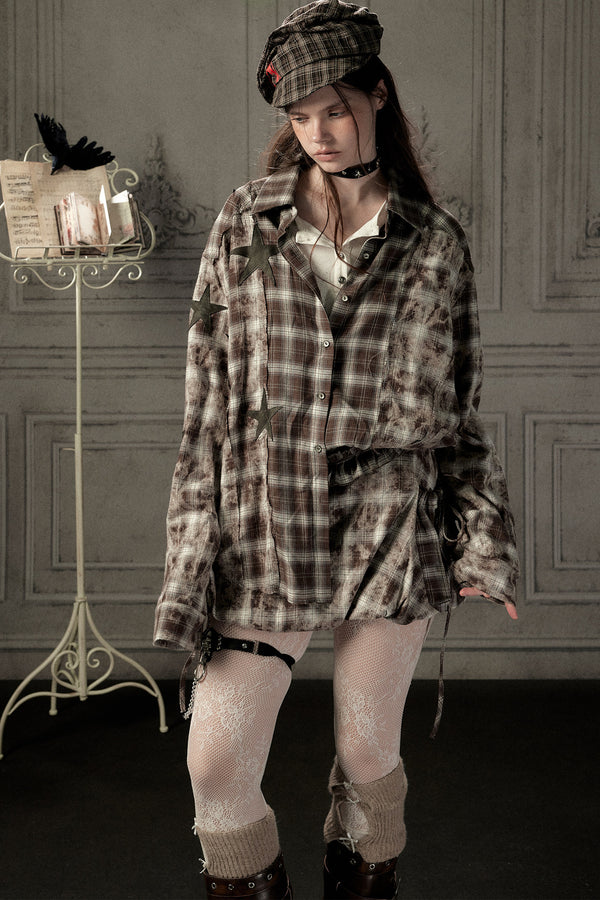 Coffee-Colored Plaid Shirt