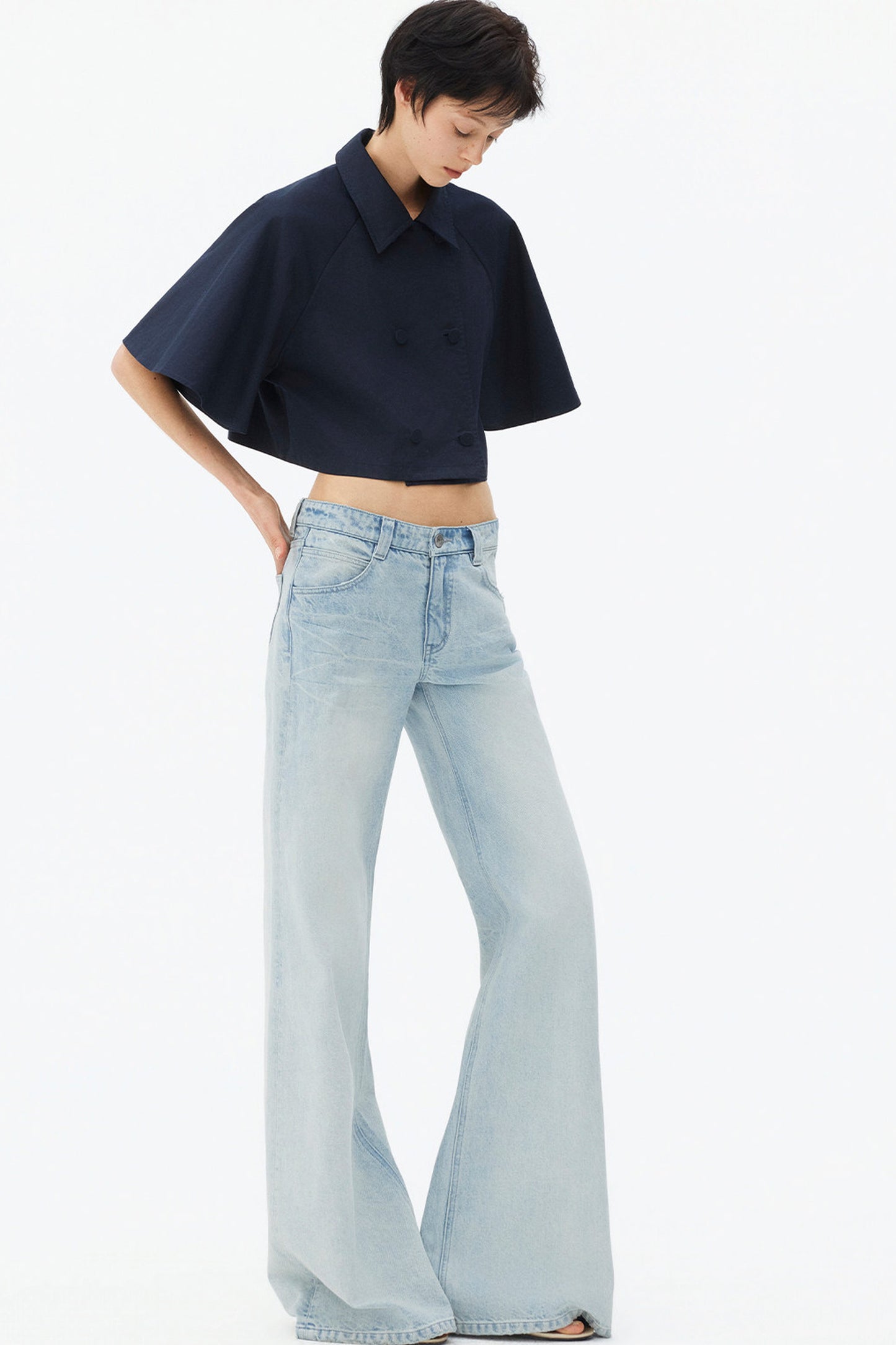 Light Blue Wide-Leg Denim Pants