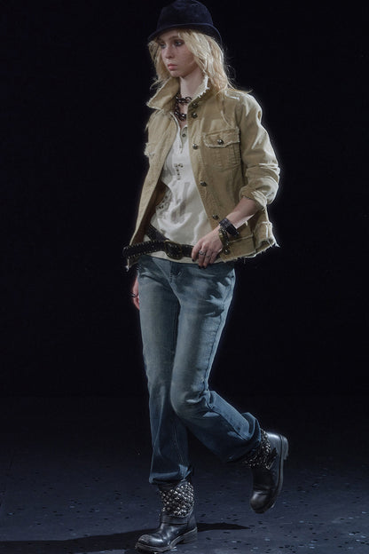 Distressed Corduroy Retro Jacket