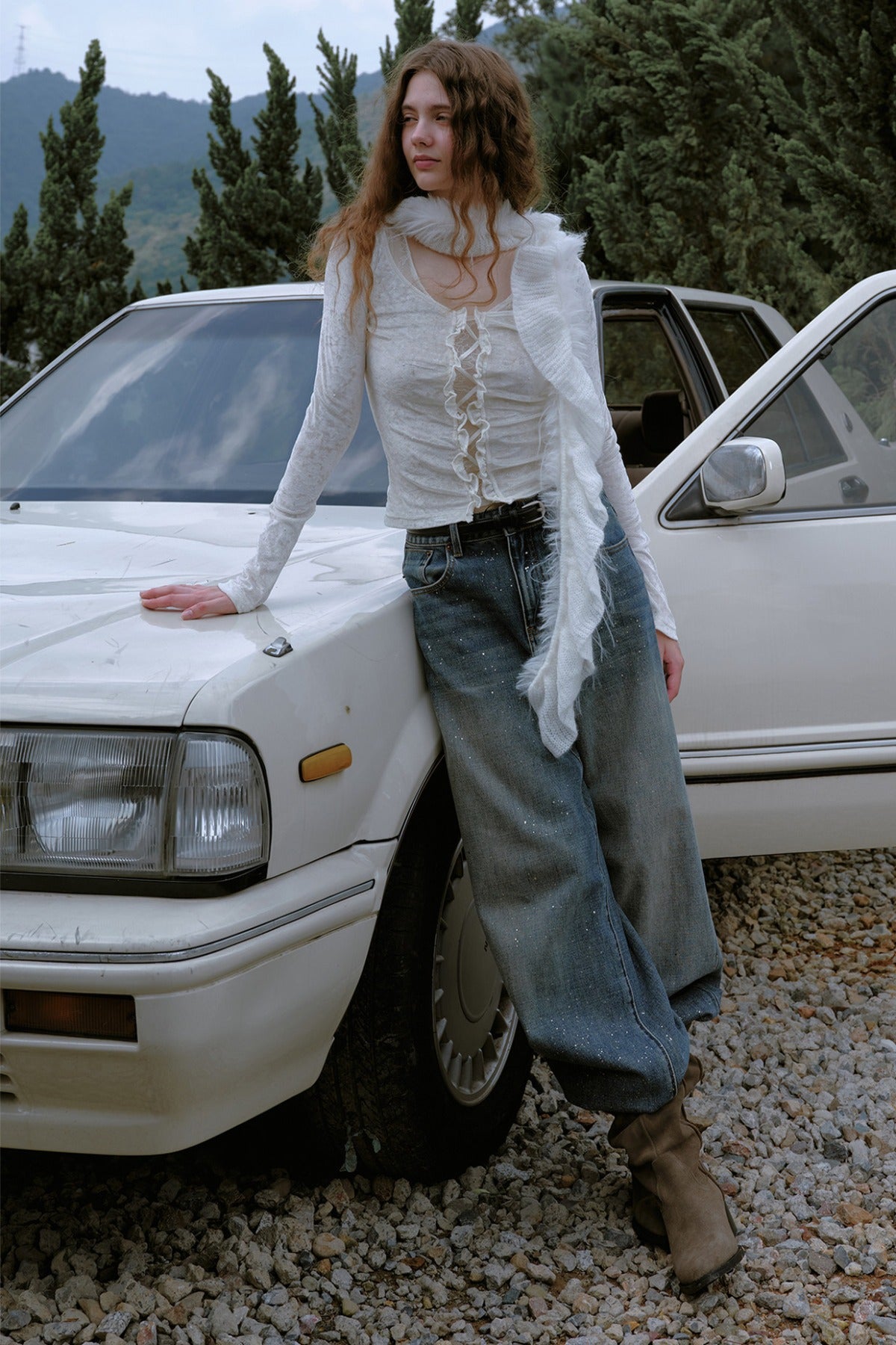 Beaded Lace Cut-Out Top