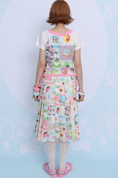 Patchwork Pleated Skirt