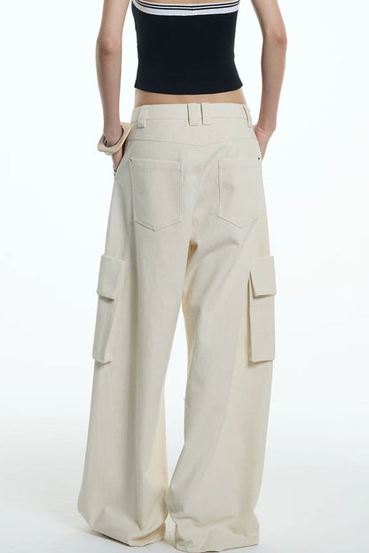 Oatmeal Curved Blade Cargo Pants