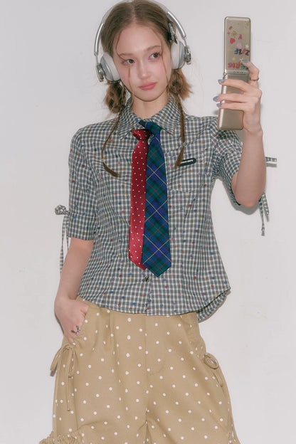 Retro Plaid Summer Blouse