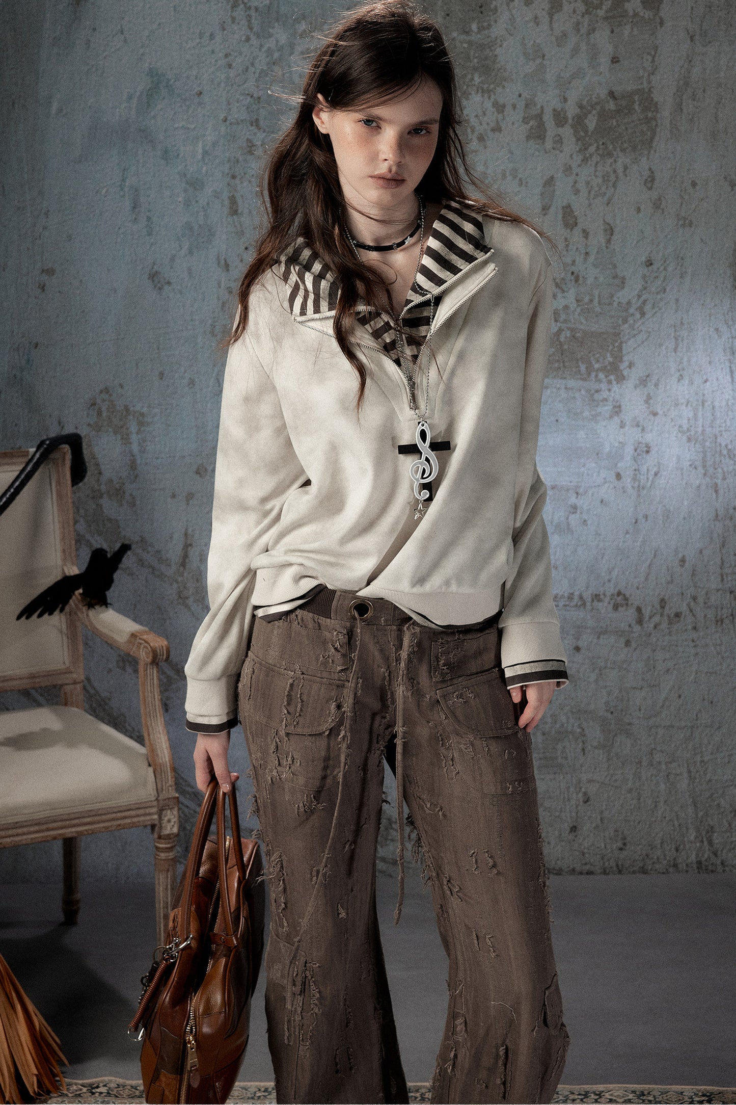 Felpa con cappuccio leggera tie-dye con mezza zip