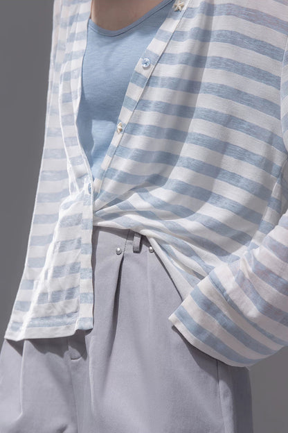 Sea Salt Striped Lyocell Cardigan Set