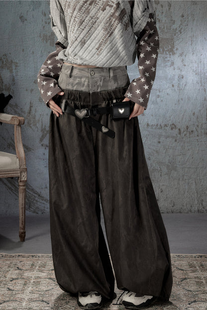 Double-Waist Belted Pants