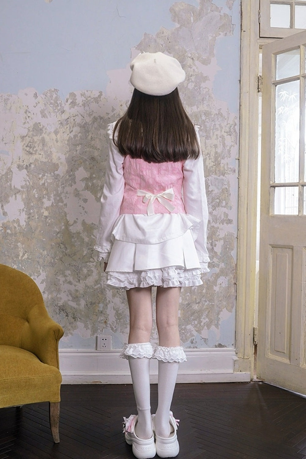 Butterfly Buckle Jacquard Cotton Vest