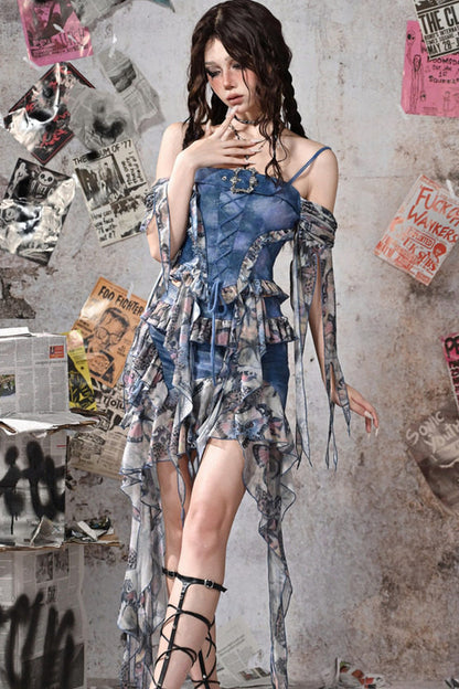 Butterfly Print Off-Shoulder Camisole
